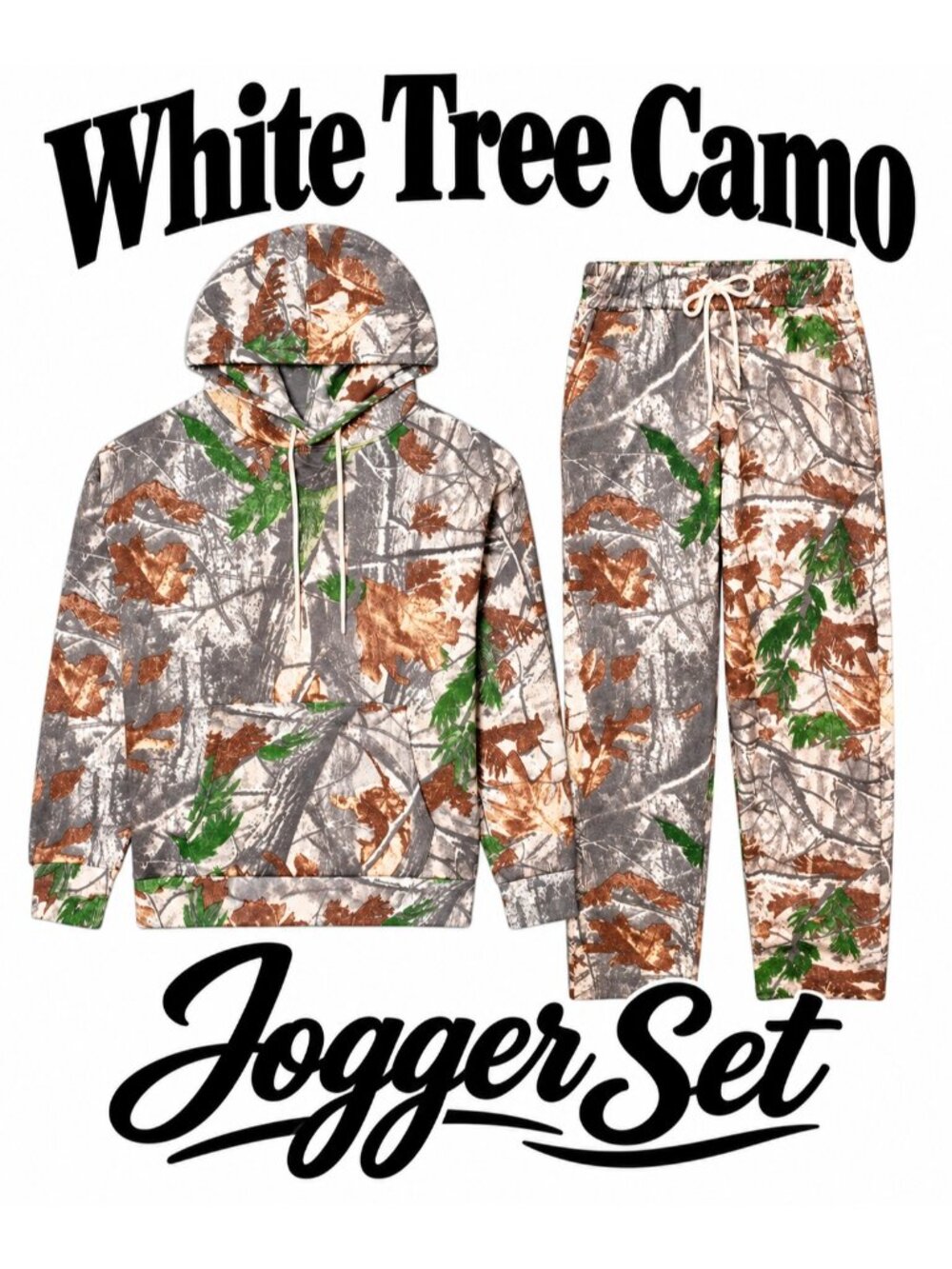 Camo Hoodie & Jogger 2 Piece Track Sweat Suit Camouflage Men Medium